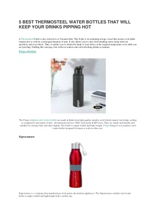 5 BEST THERMOSTEEL WATER BOTTLES THAT WILL KEEP YOUR DRINKS PIPPING HOT