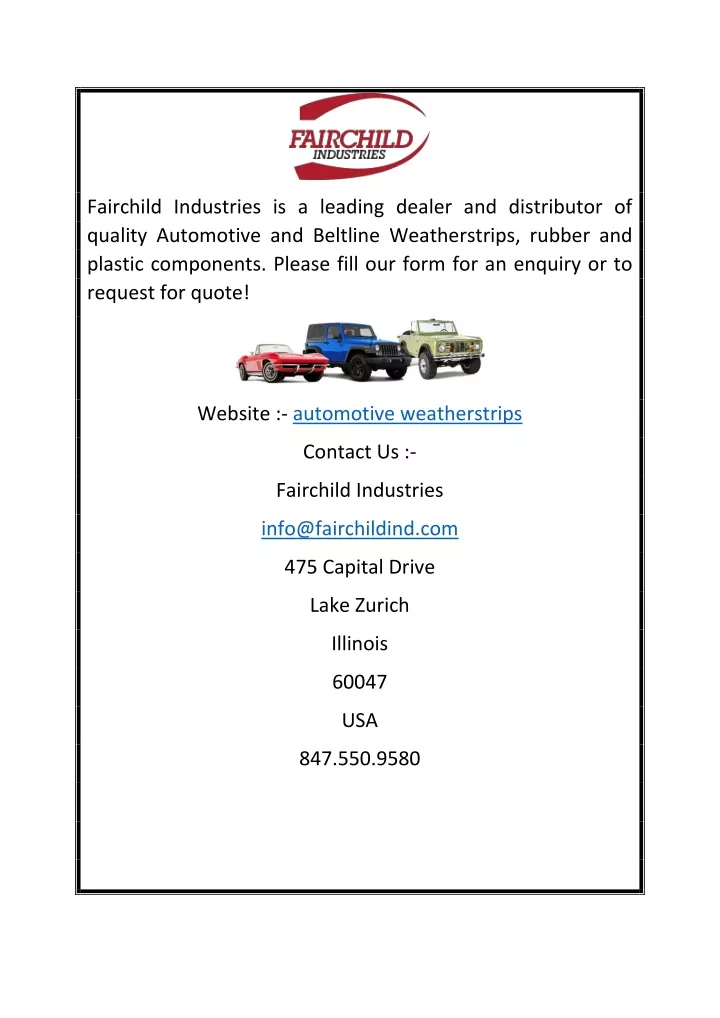 fairchild industries is a leading dealer