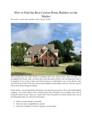 how to find the best custom home builders