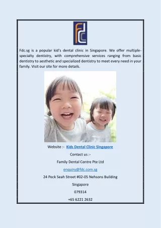 Kids Dental Clinic Singapore | Fdc.sg