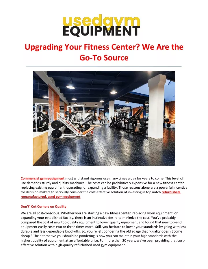 upgrading your fitness center