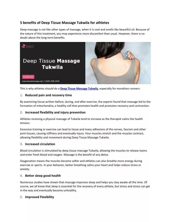 5 benefits of deep tissue massage tukwila