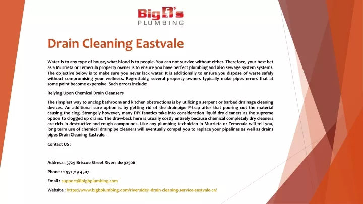 drain cleaning eastvale