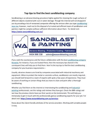 Top tips to find the best sandblasting company