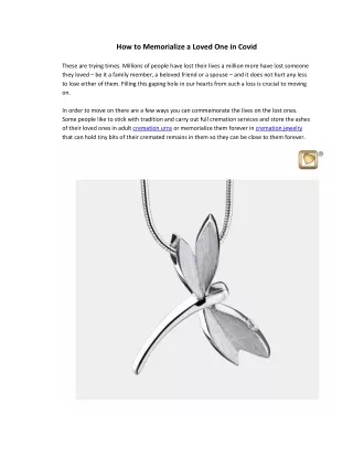 how to memorialize a loved one in covid