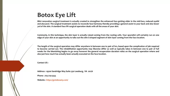 botox eye lift