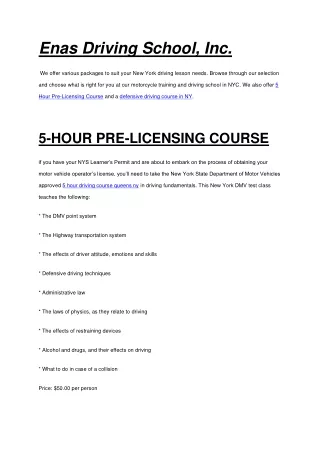 enas driving school inc