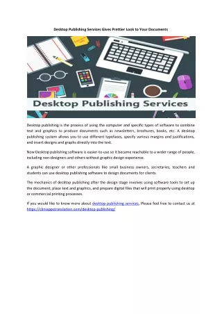 Desktop Publishing Services Gives Prettier Look to Your Documents