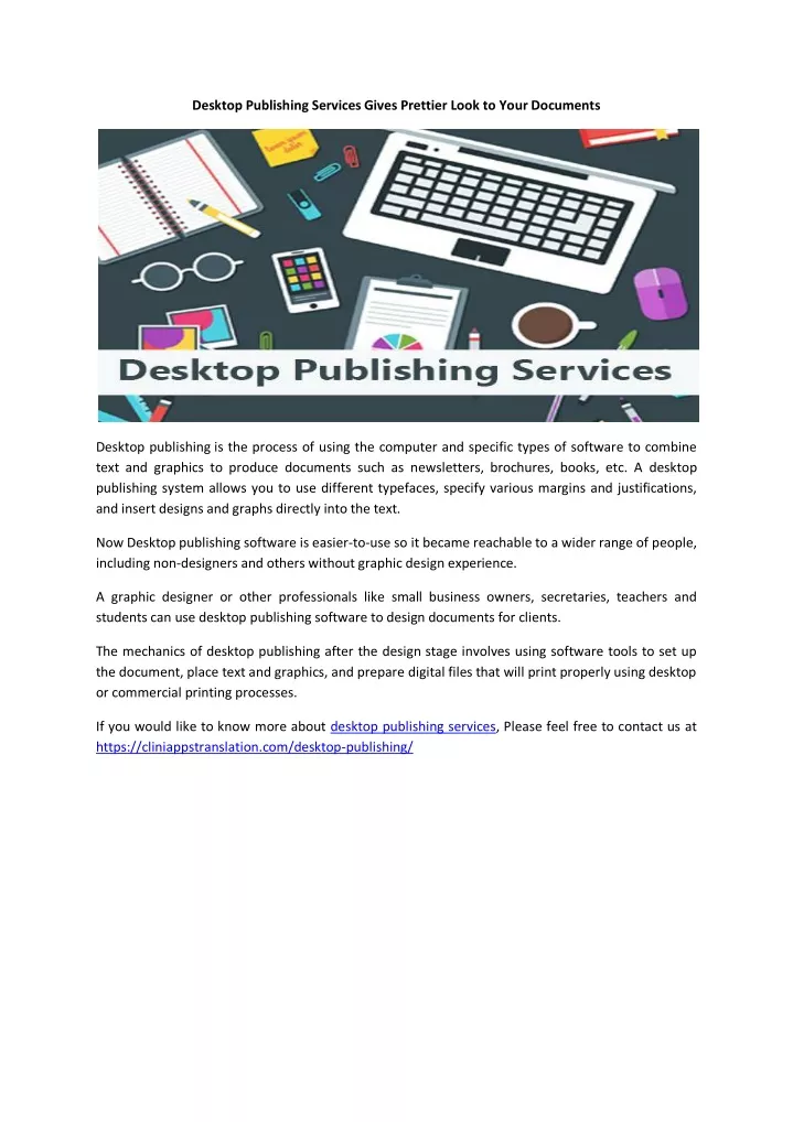 desktop publishing services gives prettier look