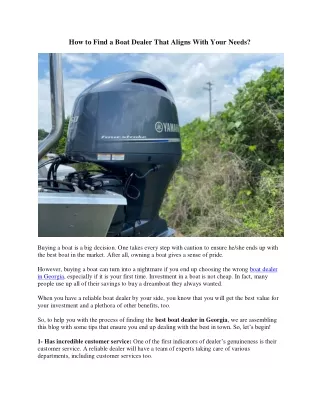 How to Find a Boat Dealer That Aligns With Your Needs
