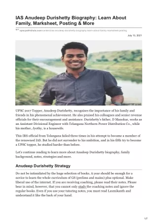 ias anudeep durishetty biography learn about