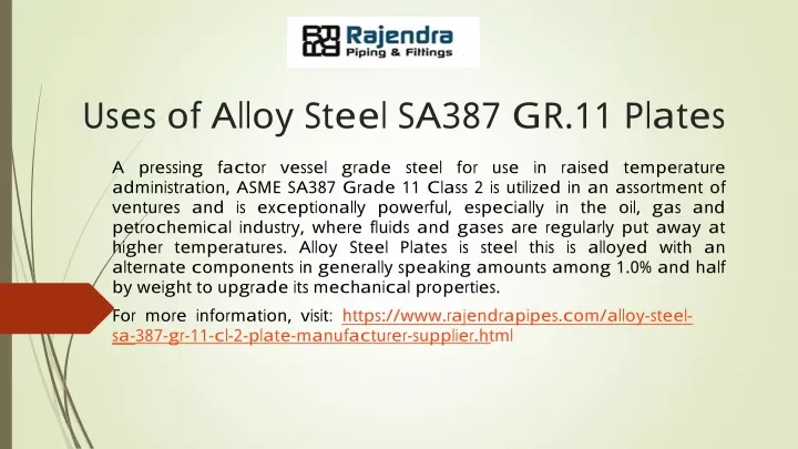uses of alloy steel sa387 gr 11 plates