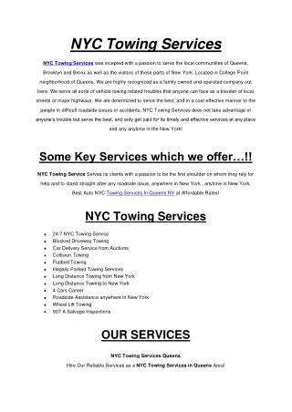 Towing Services In Queens NY