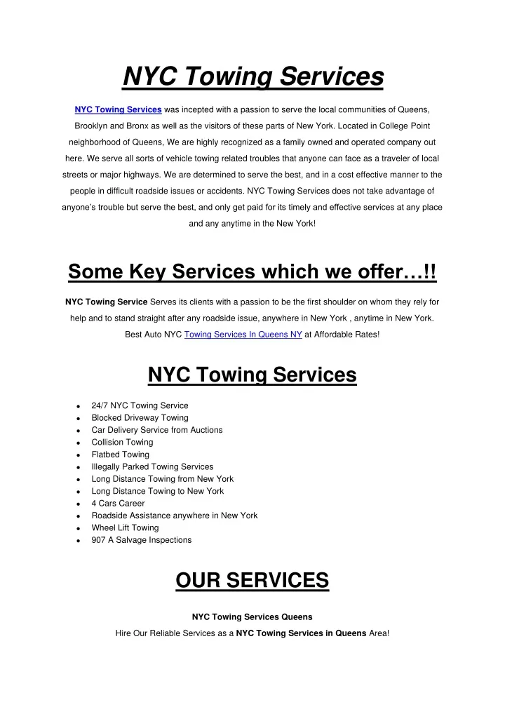 nyc towing services