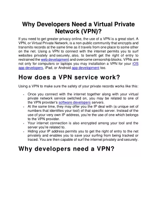 why developers need a virtual private network