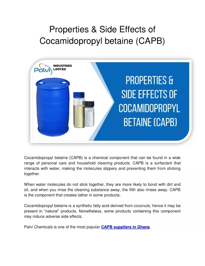 properties side effects of cocamidopropyl betaine