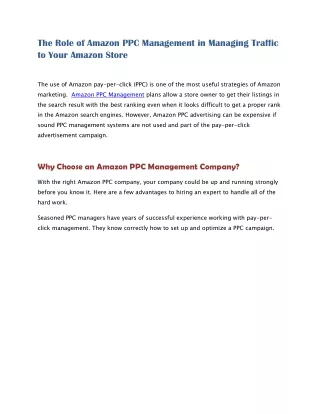 the role of amazon ppc management in managing