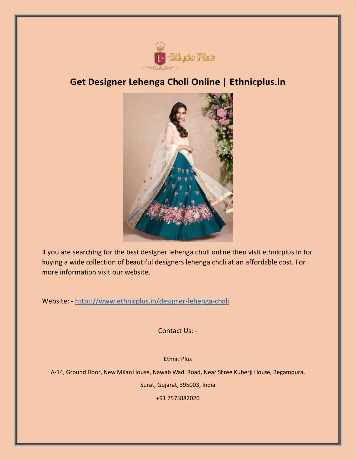 get designer lehenga choli online ethnicplus in