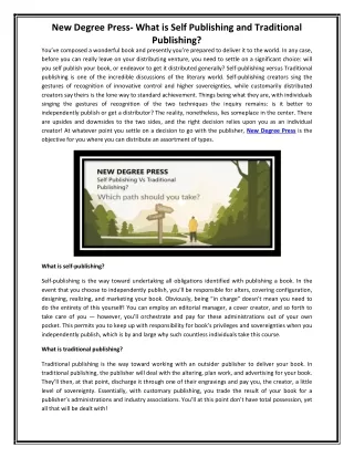 new degree press what is self publishing