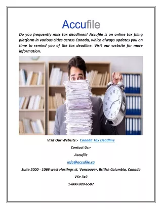 Canada Tax Deadline | AccuFile