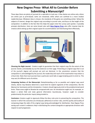 new degree press what all to consider before