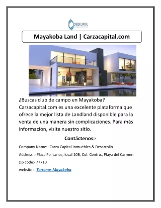 Mayakoba Land | Carzacapital.com