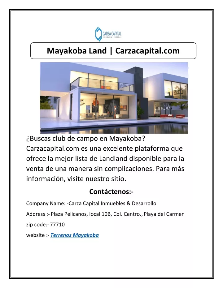 mayakoba land carzacapital com