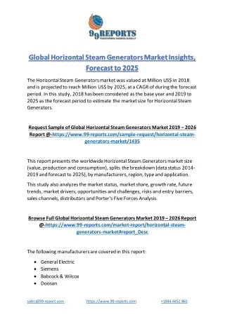 Global Horizontal Steam Generators Market Insights, Forecast to 2025