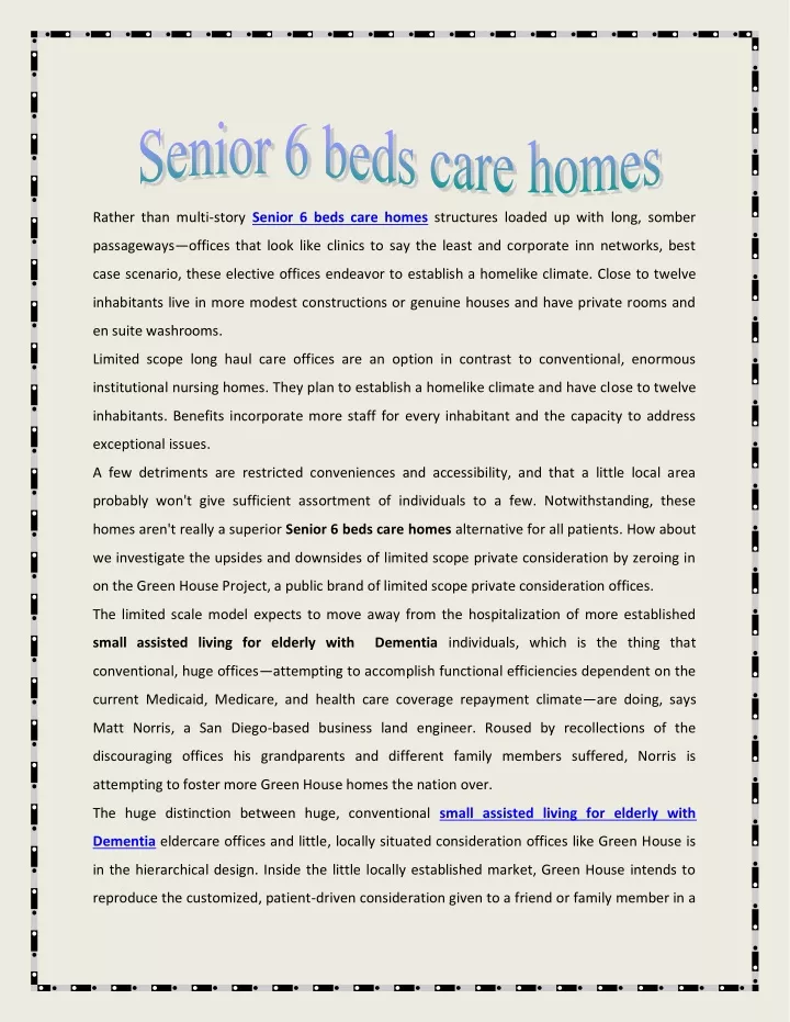 rather than multi story senior 6 beds care homes