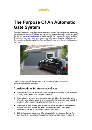 the purpose of an automatic gate system