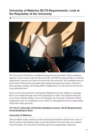 university of waterloo ielts requirements look