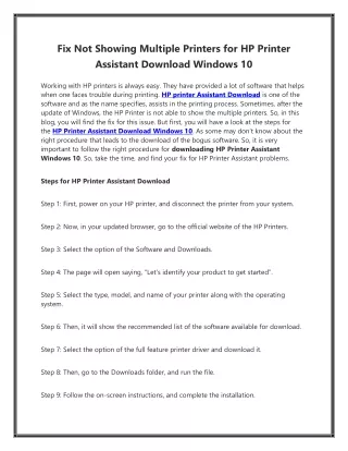 Fix Not Showing Multiple Printers for HP Printer Assistant Download Windows 10