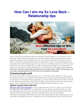 How Can I win my Ex Love Back – Relationship tips