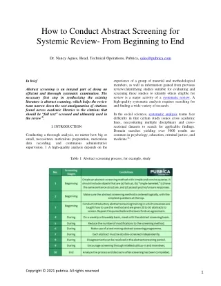 how to conduct abstract screening for systemic