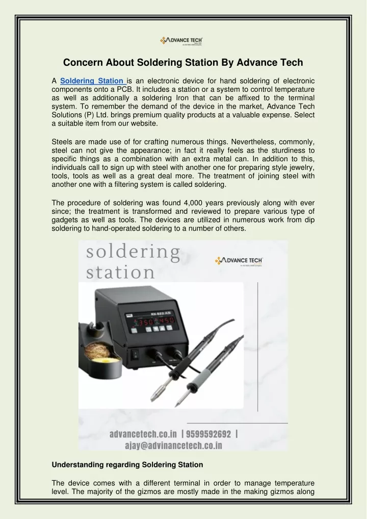concern about soldering station by advance tech