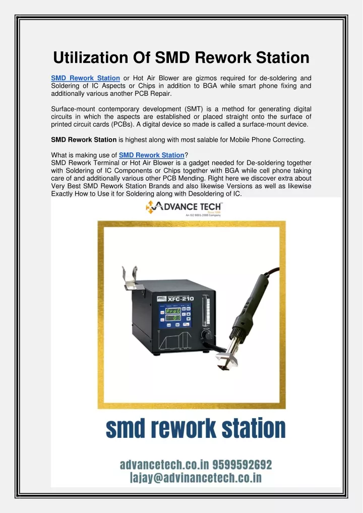 utilization of smd rework station smd rework