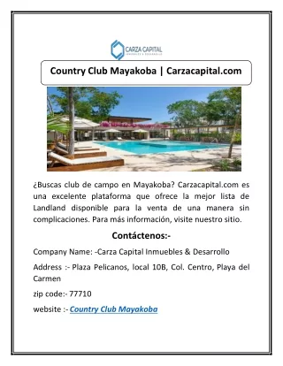 Country Club Mayakoba | Carzacapital.com
