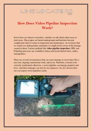 How Does Video Pipeline Inspection Work