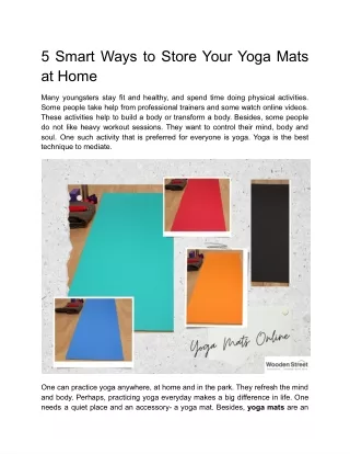 5 Smart Ways to Store Your Yoga Mats at Home