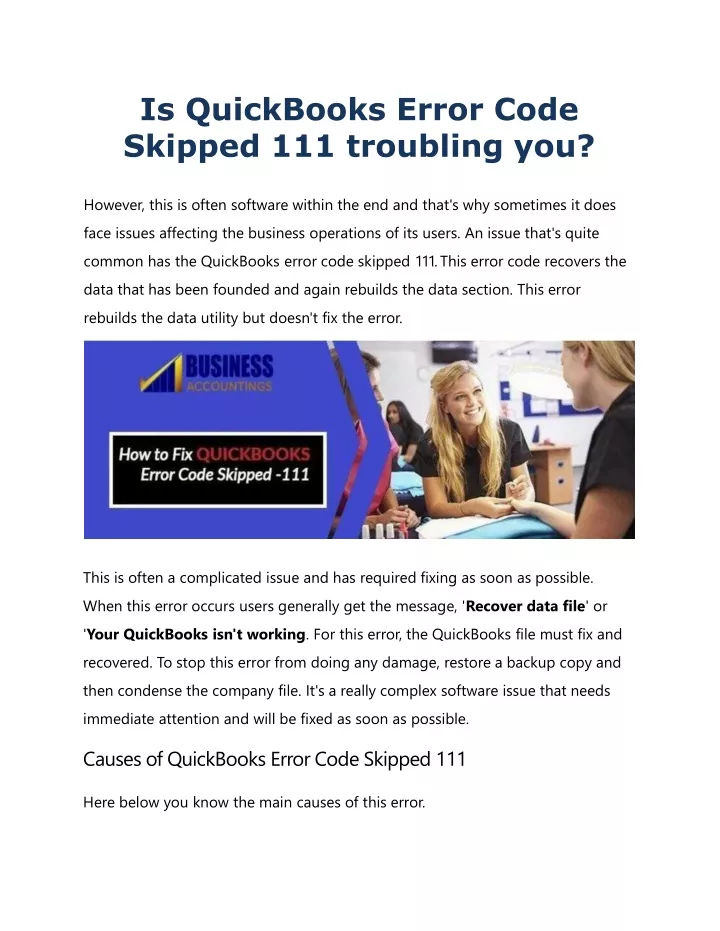 is quickbooks error code skipped 111 troubling you