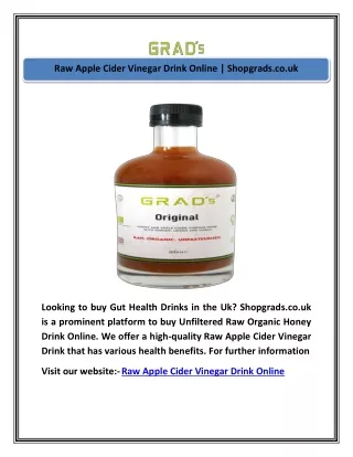Raw Apple Cider Vinegar Drink Online | Shopgrads.co.uk