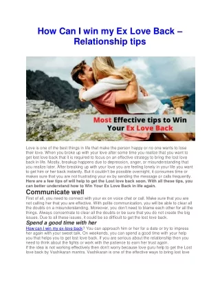 How Can I win my Ex Love Back – Relationship tips