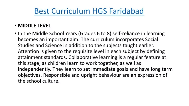 best curriculum hgs faridabad