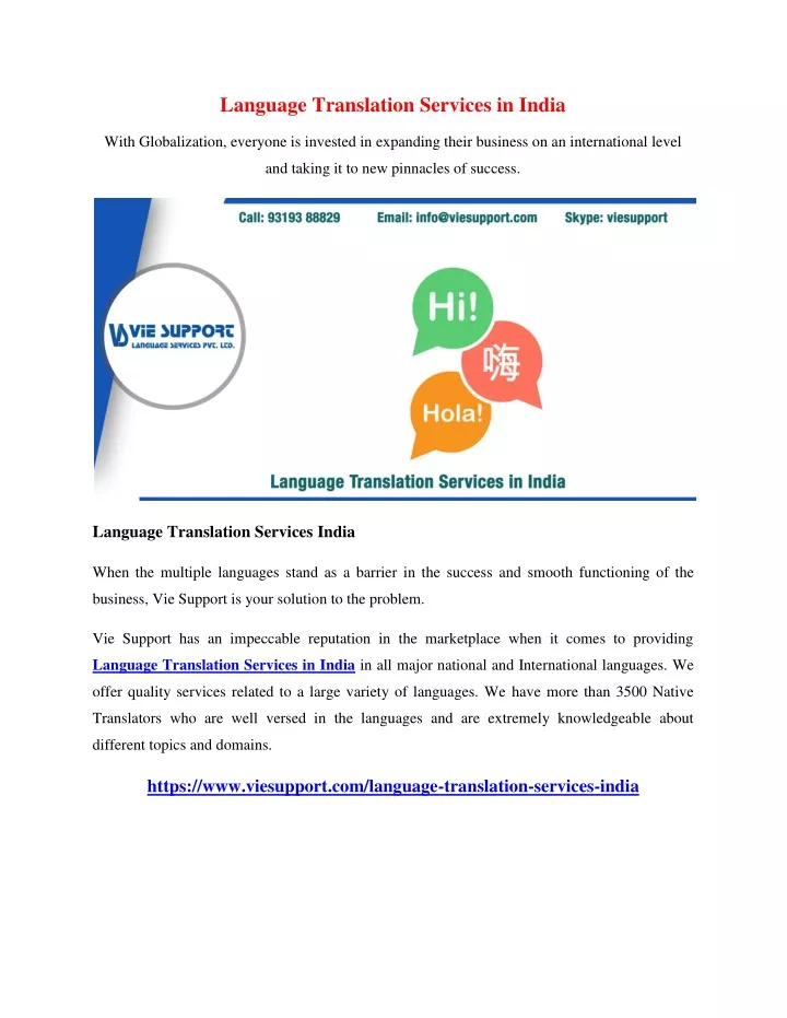 language translation services in india