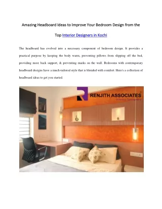 Amazing Headboard Ideas to Improve Your Bedroom Design from the Top Interior Designers in Kochi