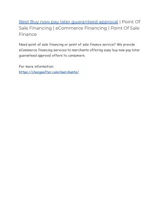 best buy now pay later guaranteed approval point