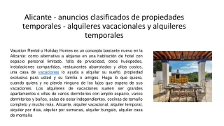Alicante - anuncios clasificados de propiedades temporales - alquileres vacacionales y alquileres temporales