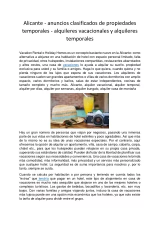 Alicante - anuncios clasificados de propiedades temporales - alquileres vacacionales y alquileres temporales