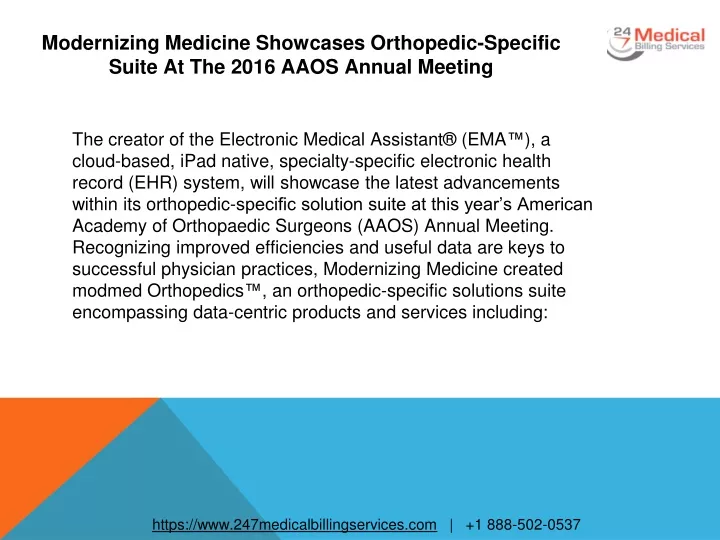 modernizing medicine showcases orthopedic specific suite at the 2016 aaos annual meeting