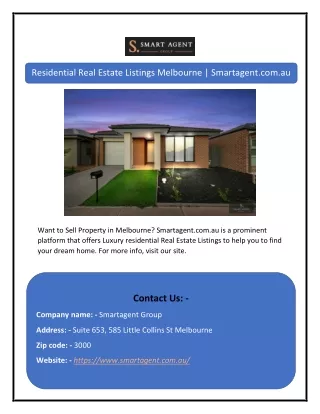 Residential Real Estate Listings Melbourne | Smartagent.com.au